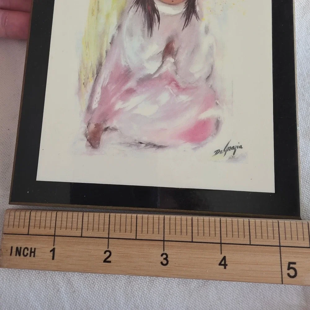 Vintage Ted DeGrazia Angel Wood Plaque Wall Art 